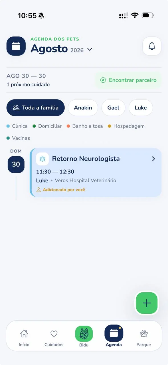 Agenda dos pets no Bidu Meu Pet