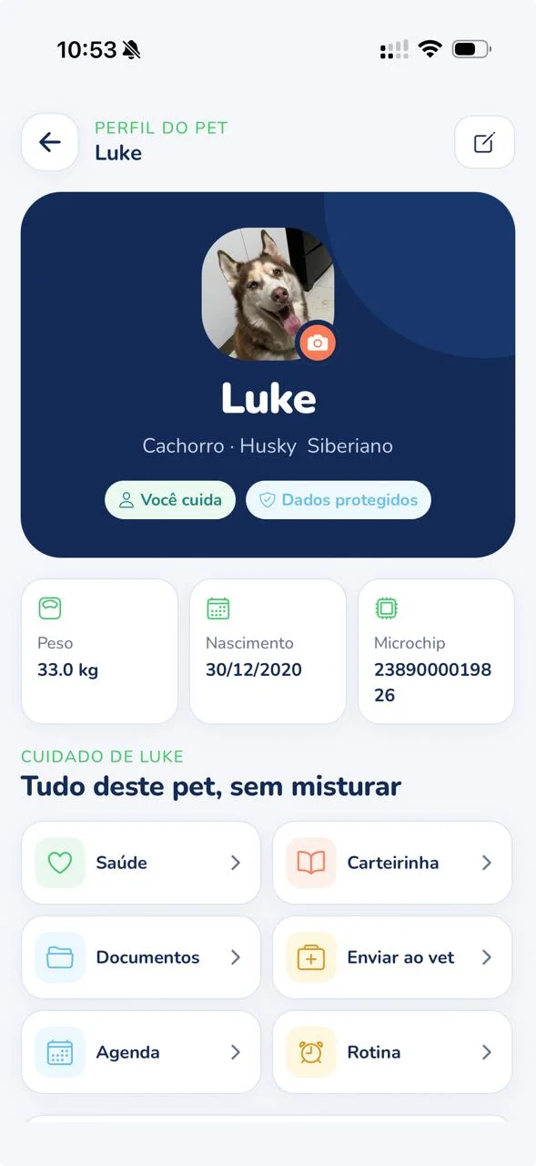 Perfil do Luke no Bidu Meu Pet