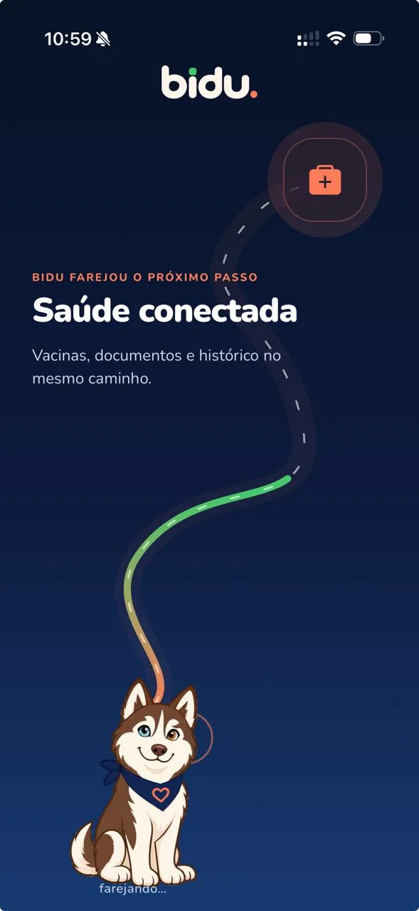 Tela de saúde conectada do Bidu Meu Pet